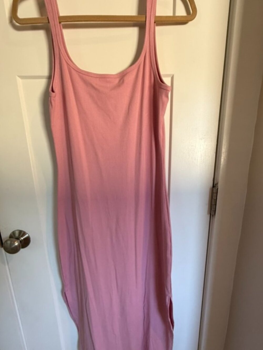 Victoria's Secret PINK Brand All-Day Soft Rib Scoop-Neck Midi Dress Light Pink L